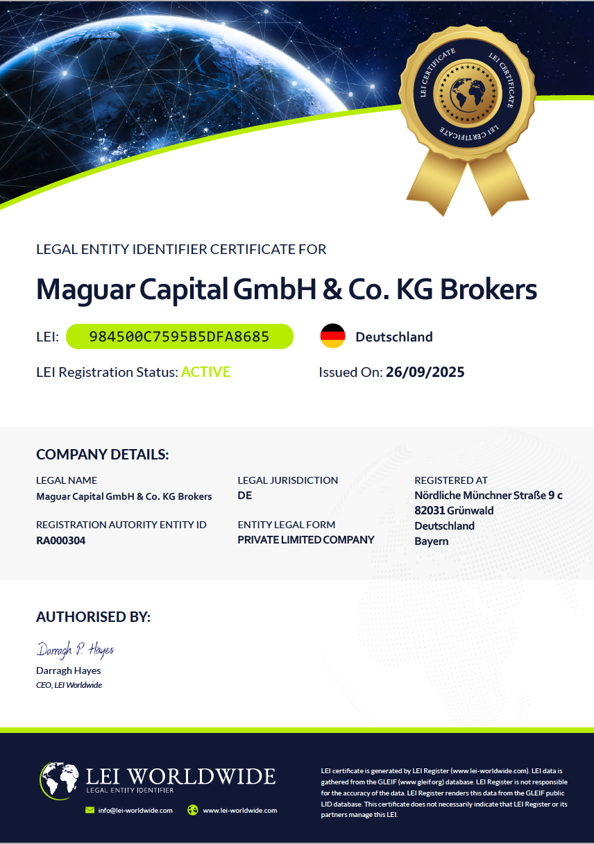 Scan: LEI certificate for Maguar Capital GmbH and Co. KG Brokers