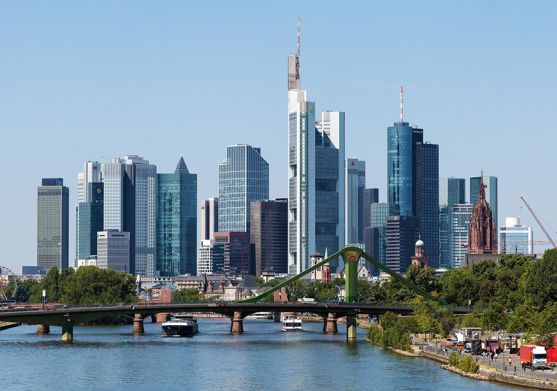 Frankfurt am Main skyline across the river