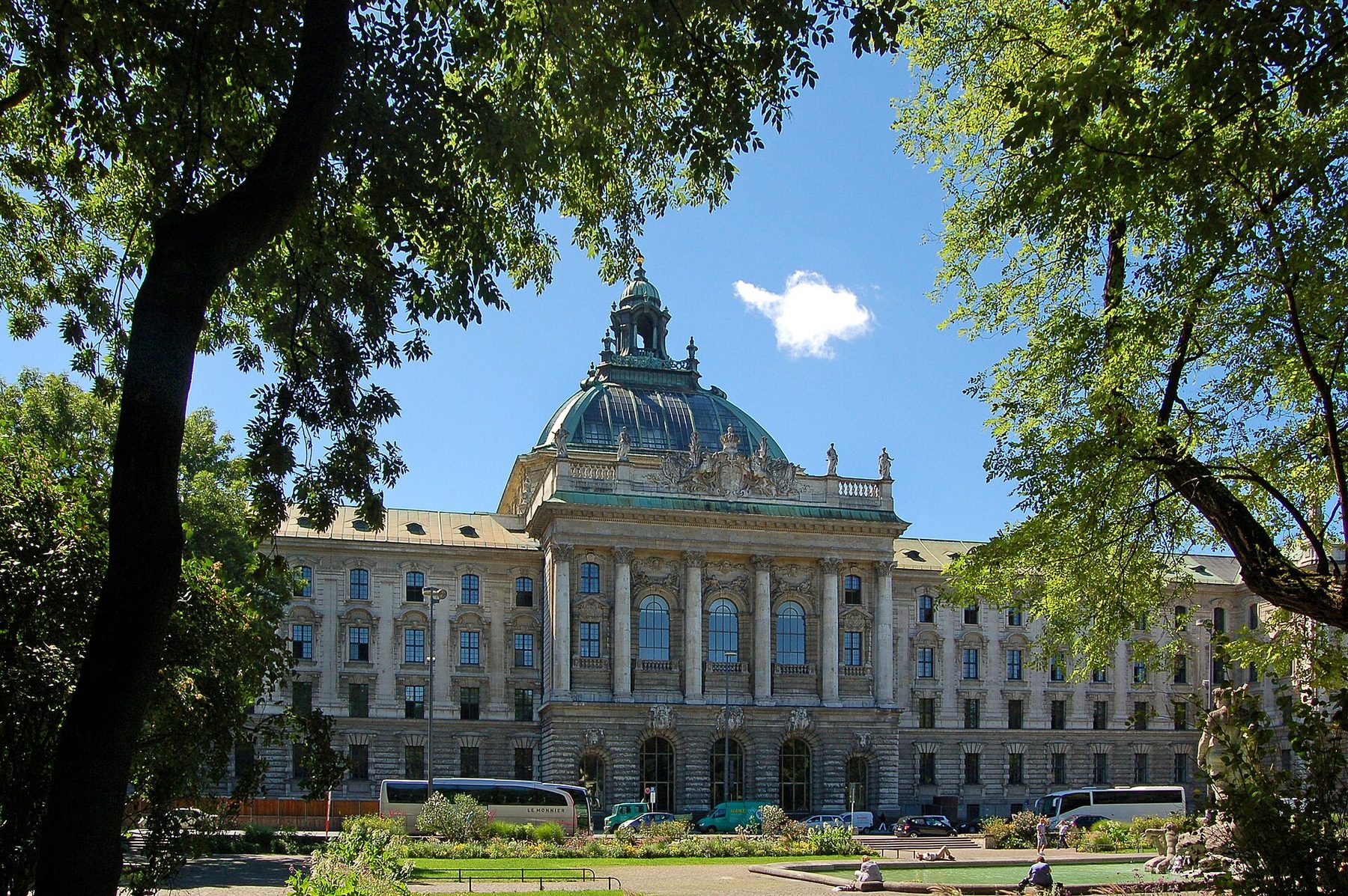 Munich Palace of Justice on Karlsplatz, neo-baroque stone façade